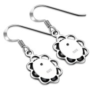 Black Onyx Silver Earrings, e362h